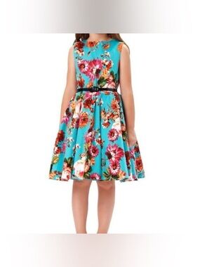 Girls Kate Kasin teal floral dress
